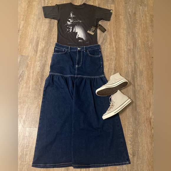 Free People Jordan Denim Maxi Skirt We The Free - Picture 12 of 15